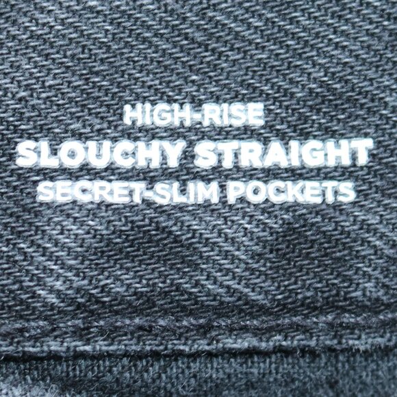 Old Navy Black High-Rise Slouchy Straight Secret Slim Pockets Cotton Jeans Sz 16 - Picture 5 of 6